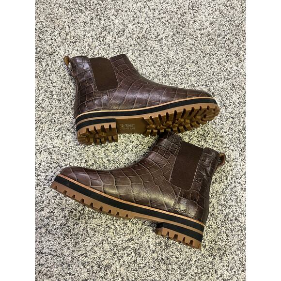 Madewell The Ivy Chelsea Boot Croc Embossed Leather Women’s 7.5‎ Lug Sole Brown - Picture 8 of 12